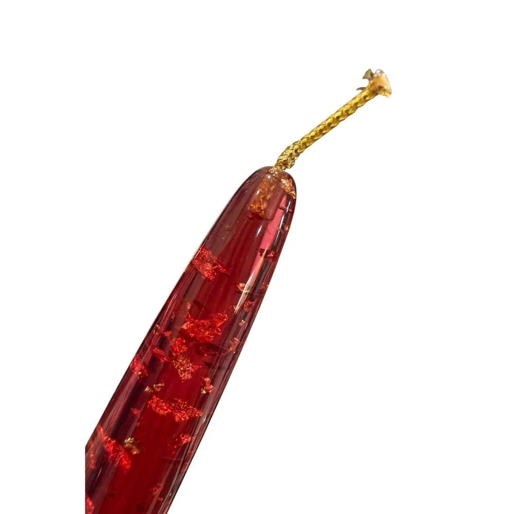 Vintage Red Lucite Taper Candle Christmas MCM Decoration Glitter Foil Acrylic 8